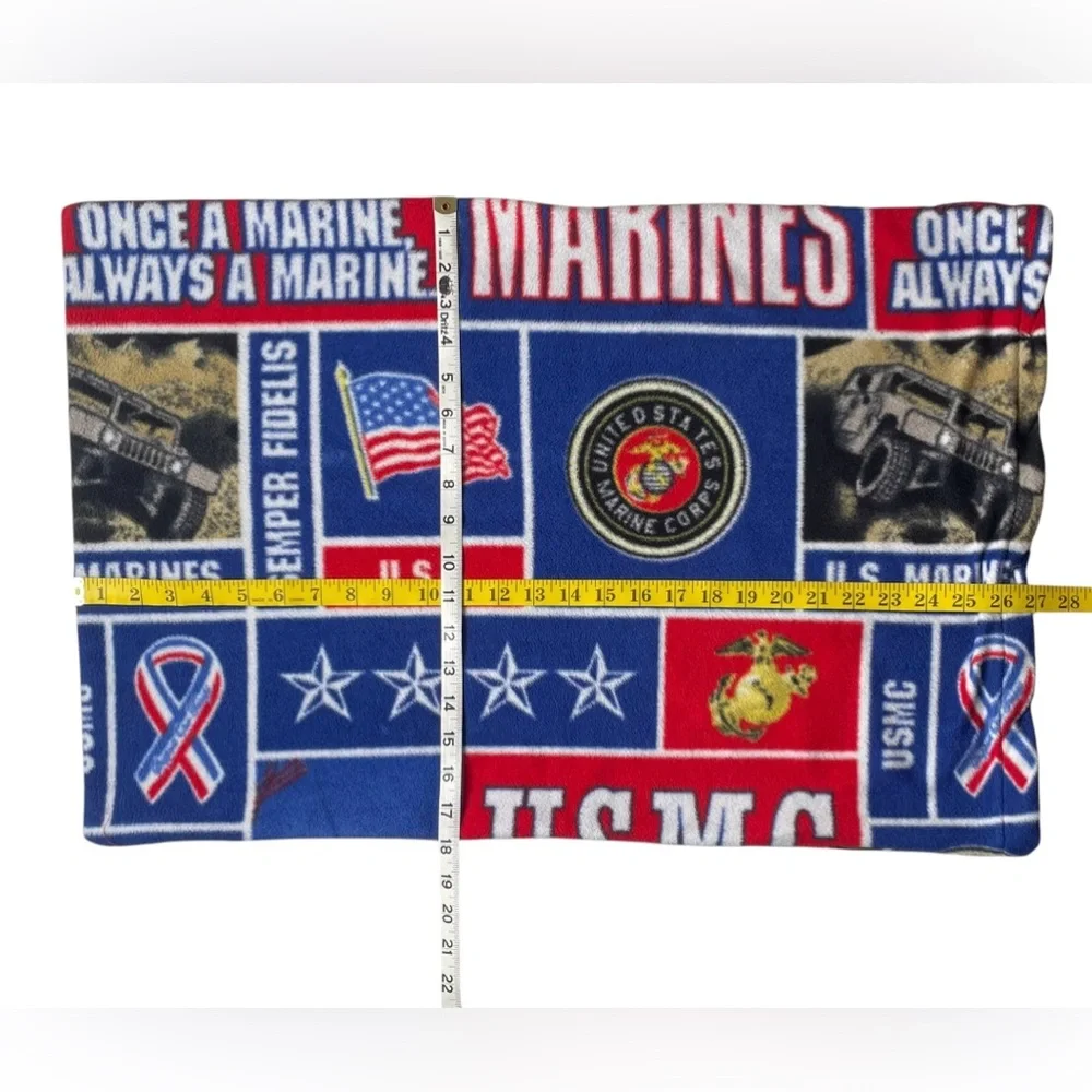 USMC Marine Corps Fleece Pillowcase Marines Flag Military Tank Standard Pillow